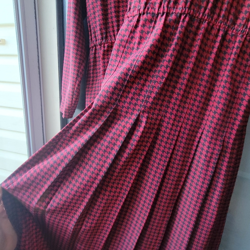 Vintage 1990's Talbots Midi Dress Size 6 Checkerboard Pattern Pleated A Line - Picture 8 of 11